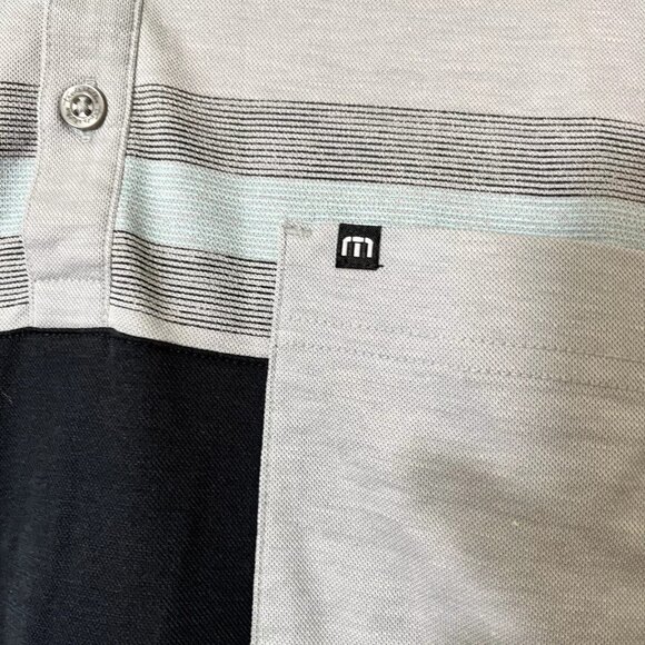 Travis Mathew Mens Large Golf Polo Performance Shirt Pocket Salad Days Gray Blue - Picture 3 of 10